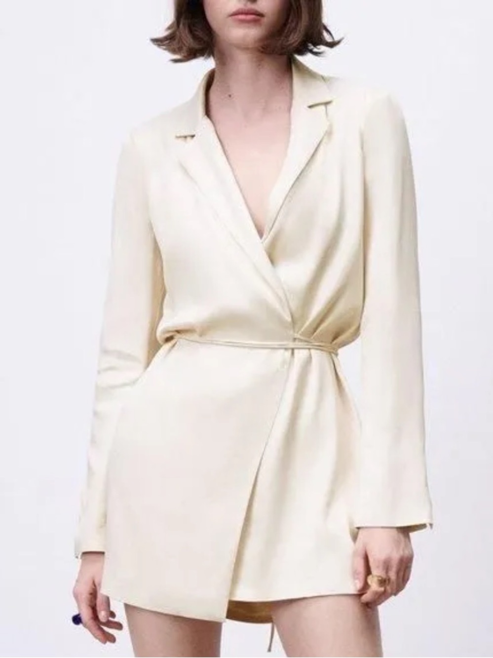 🔥BLOGGER FAVORITE🔥 Zara Satin Effect Blazer Mini Dress, SZ M, NWT 🕊️